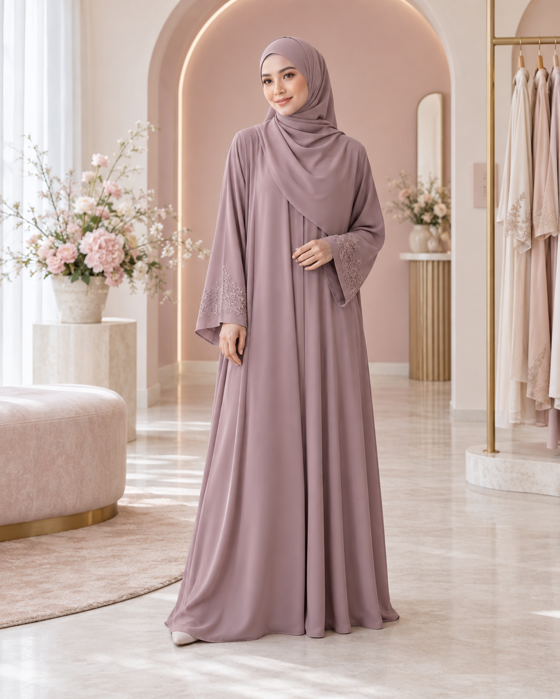 Contoh design abaya Aulia — visual AI